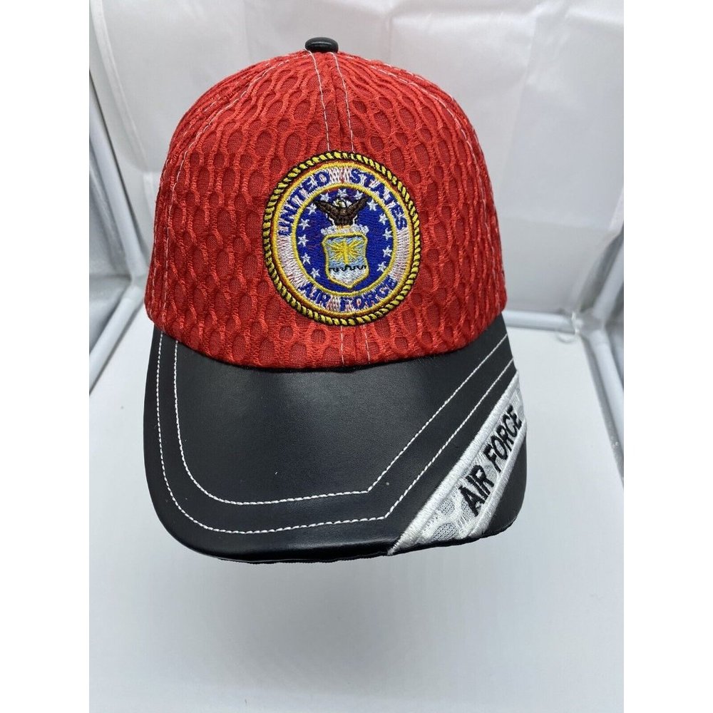 United States Air Force Red Adjustable Adult Baseball Cap Hat Military Hook-Loop